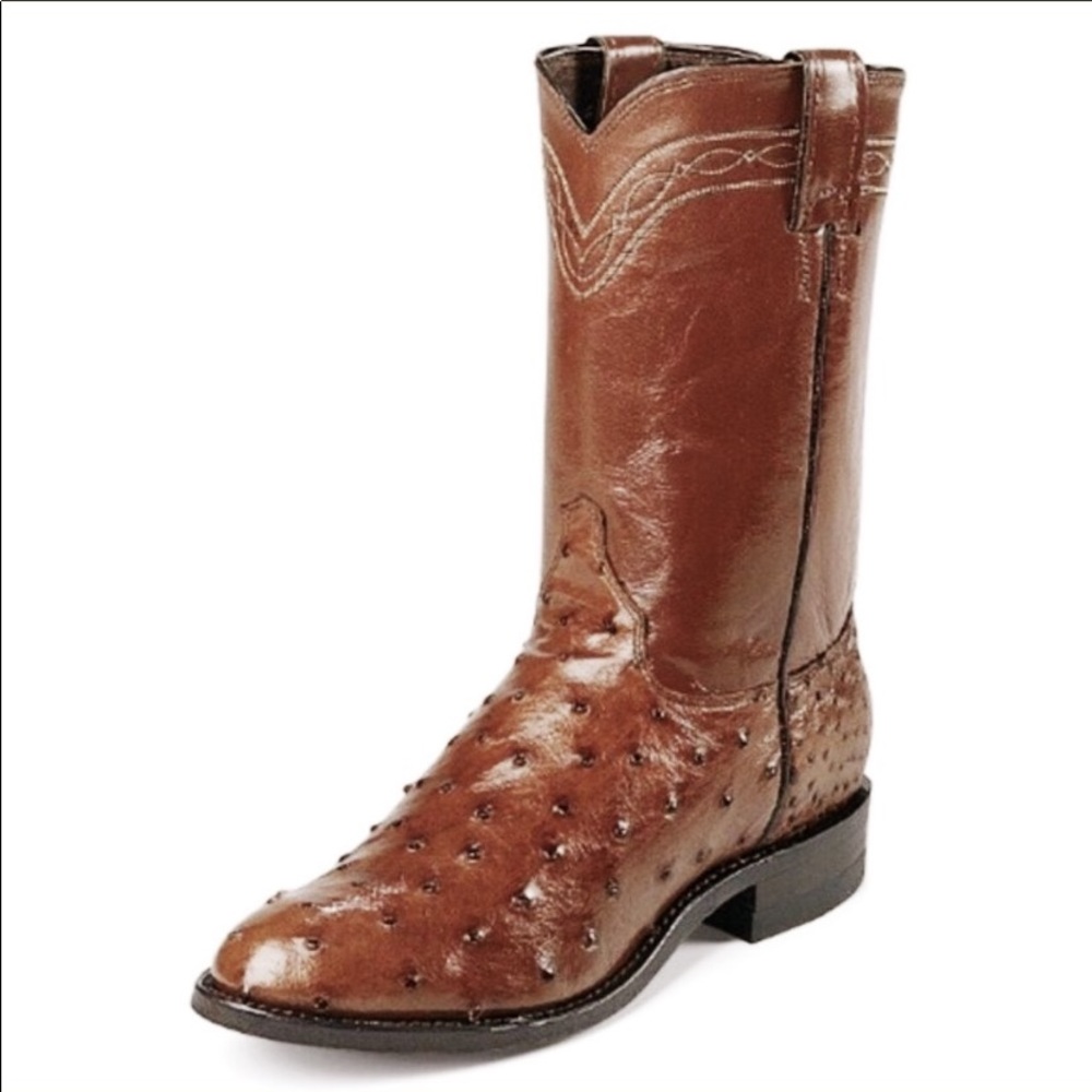 JUSTIN Exotic Western Roper Boot W/Ostrich Foot